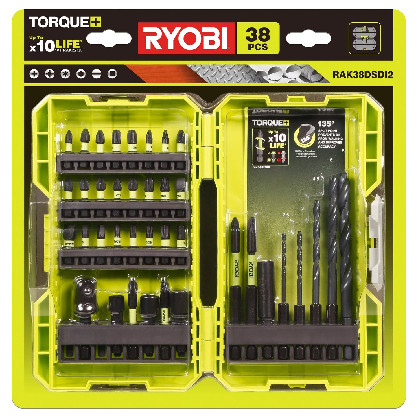 Ryobi RAK38DSDI2 Impact-rated Mixed Drilling & Screwdriving Bit Set (38 piece)